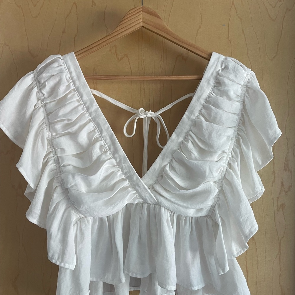VICI White Ruffled Women's Top